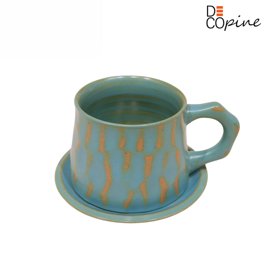 Tasse à Café en Grès Émaillé – Collection Bleu Céruléen (300 ml)