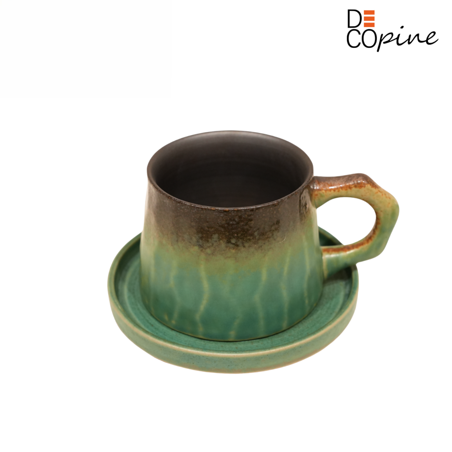 Tasse à café en céramique verte – Fait main – 300 ml