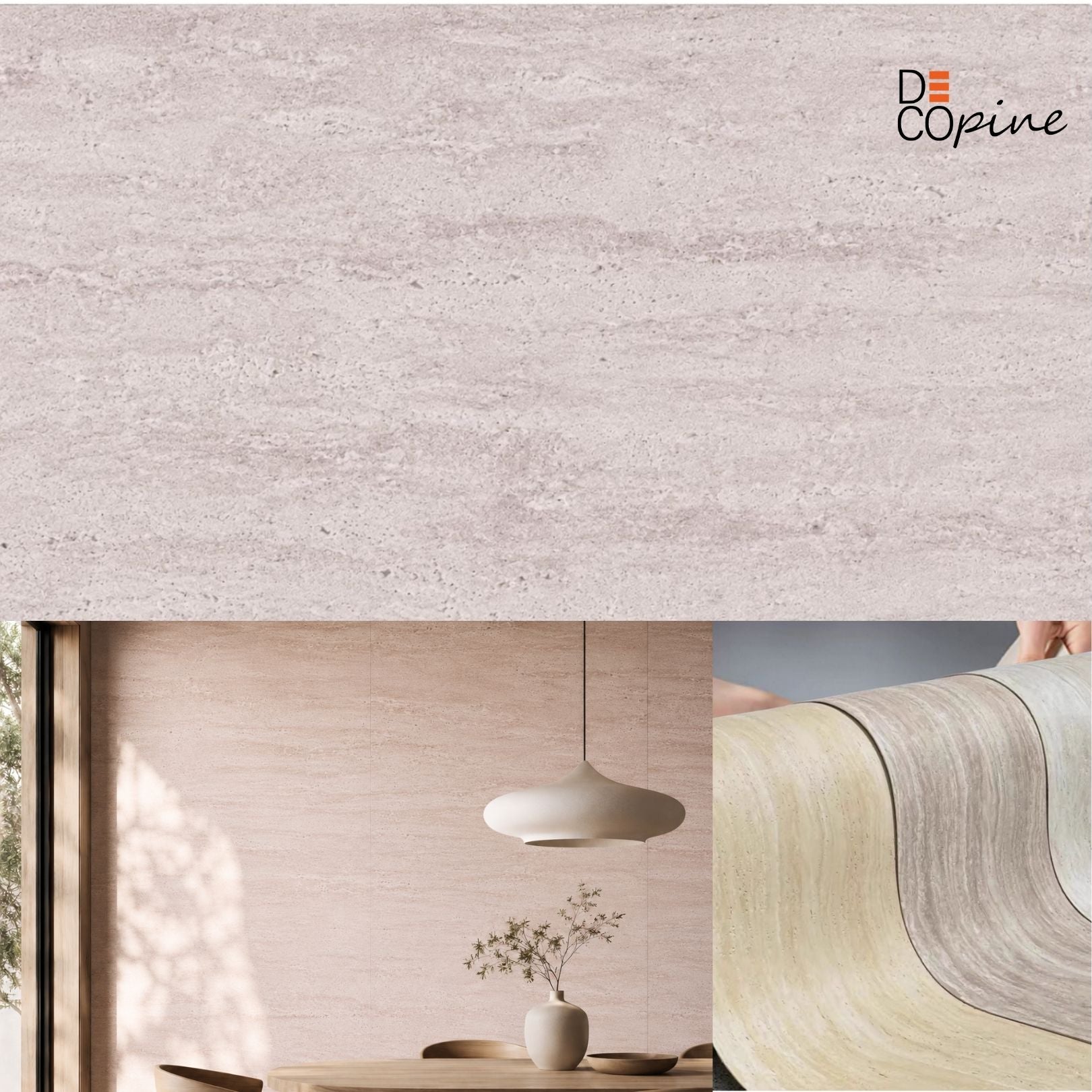 Panneau Mural Souple en Pierre Naturelle – Effet Travertin Beige Grisé – 60×120 cm – Lot de 4 – B01TB04