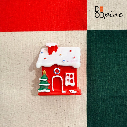 🎄Magnet Maison de Noël Rouge – Décoration Festive (5 cm)