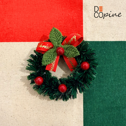 🎄Magnet Couronne de Noël avec Nœud Rouge – Décoration Festive (7 cm)