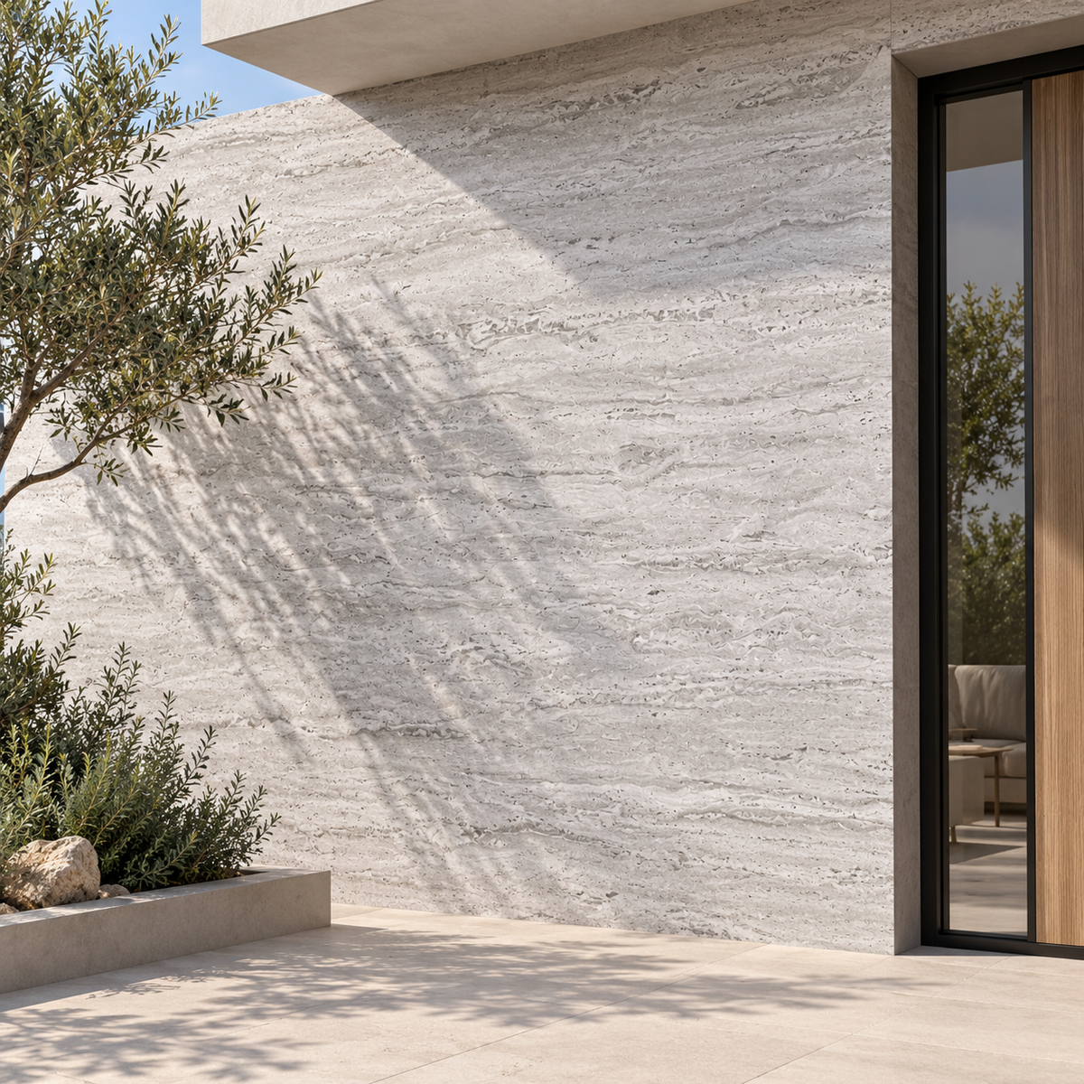 Panneau Mural Souple en Pierre Minérale – Travertin Verona – 60 × 120 cm – Lot de 4 – 2,88 m²