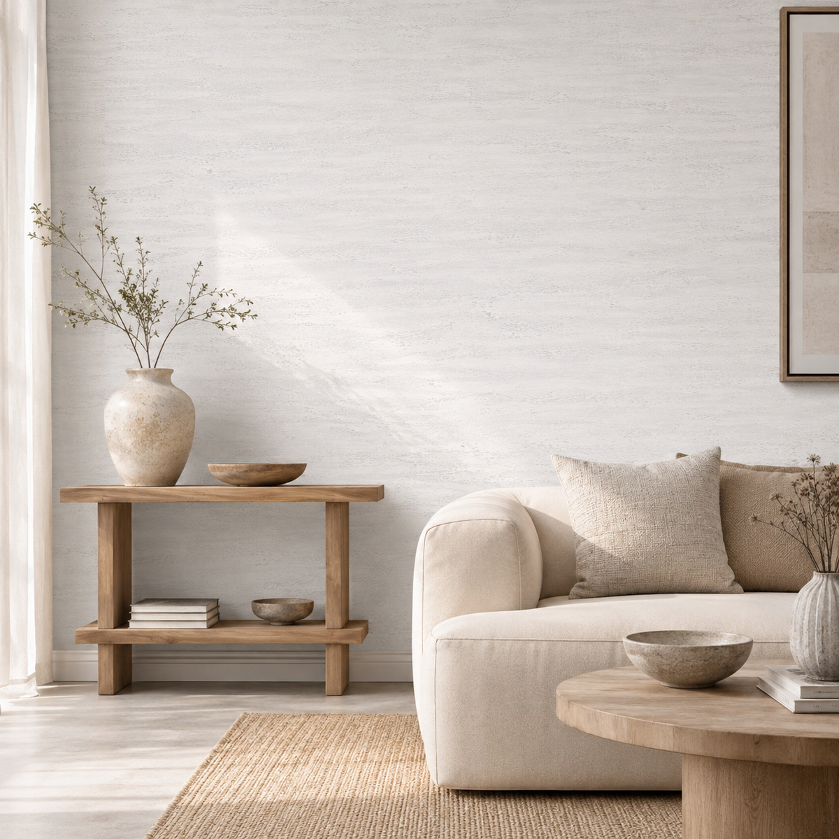 Self-Adhesive Travertine Effect Wallpaper – White - 60x280 cm