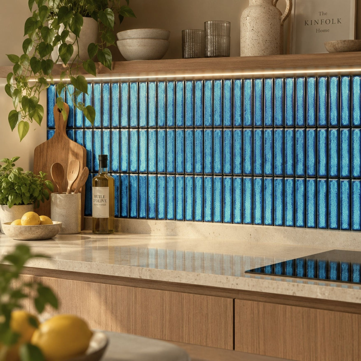 Mosaïque en Céramique Émaillée – Bleu Lagon – 28,4 × 29,6 cm