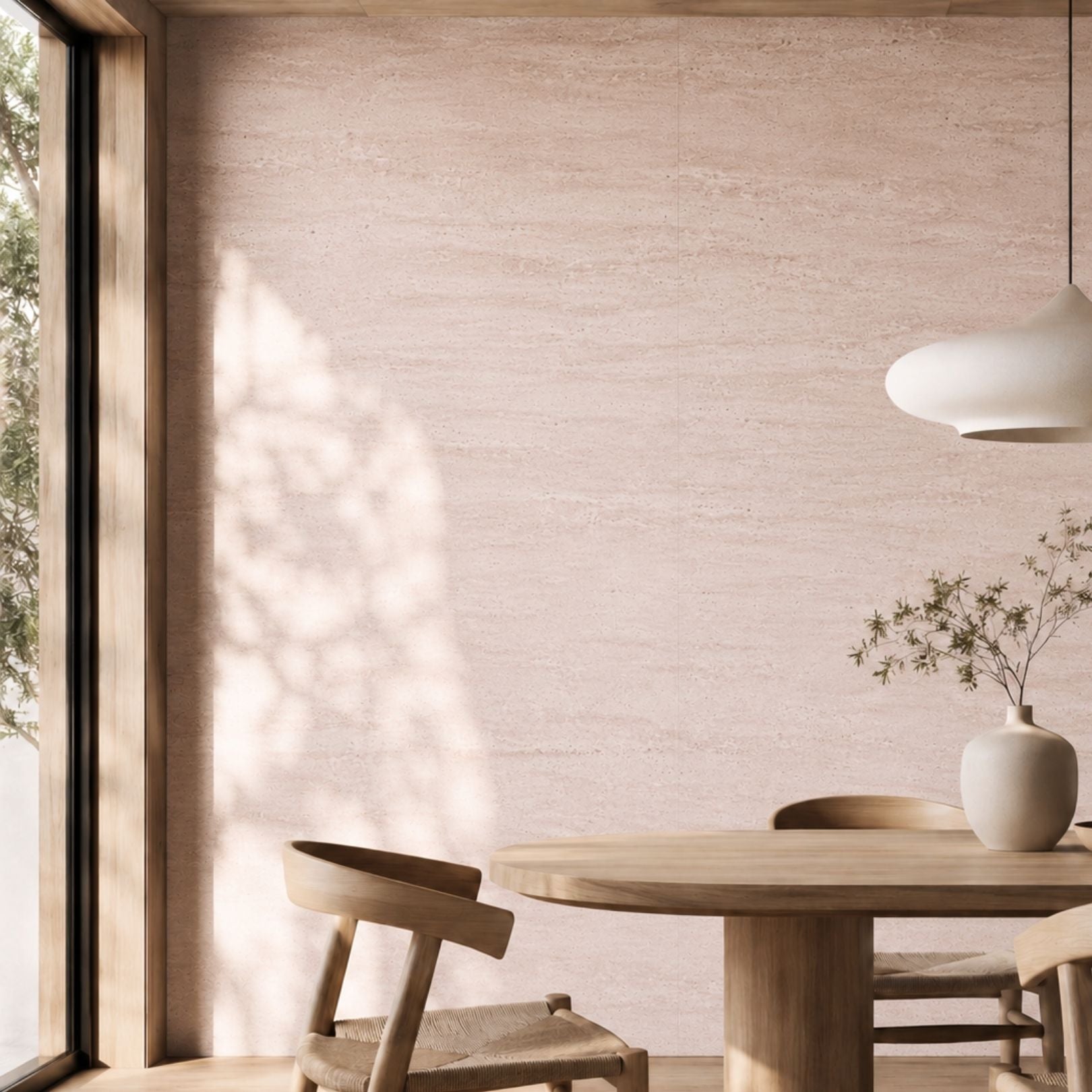 Panneau Mural Souple en Pierre Naturelle – Effet Travertin Beige Grisé – 60×120 cm – Lot de 4 – B01TB04