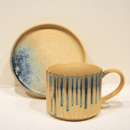 Tasse à Café avec Soucoupe – Collection Bleu Dégradé (250 ml)