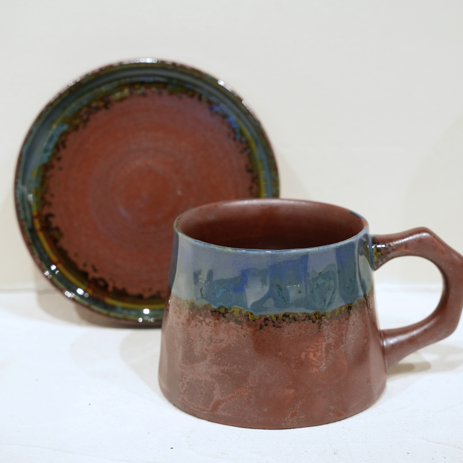 Tasse à café en céramique bleue – Fait main – 300 ml