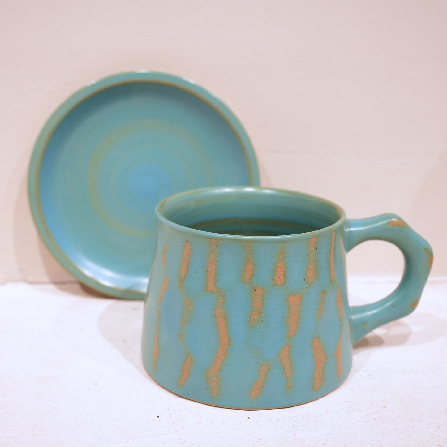 Tasse à Café en Grès Émaillé – Collection Bleu Céruléen (300 ml)