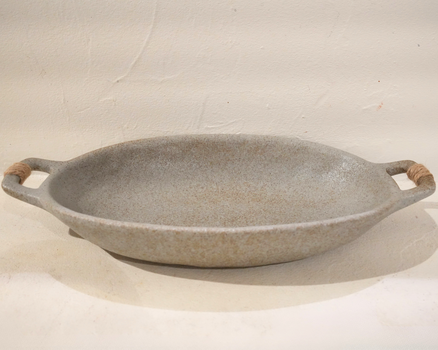 Plateau Ovale en Grès Beige (27,5 × 15 × 4,5 cm)