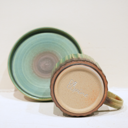 Tasse à Café avec Soucoupe – Collection Vert Paon (250 ml)