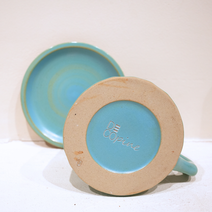 Tasse à Café en Grès Émaillé – Collection Bleu Céruléen (300 ml)