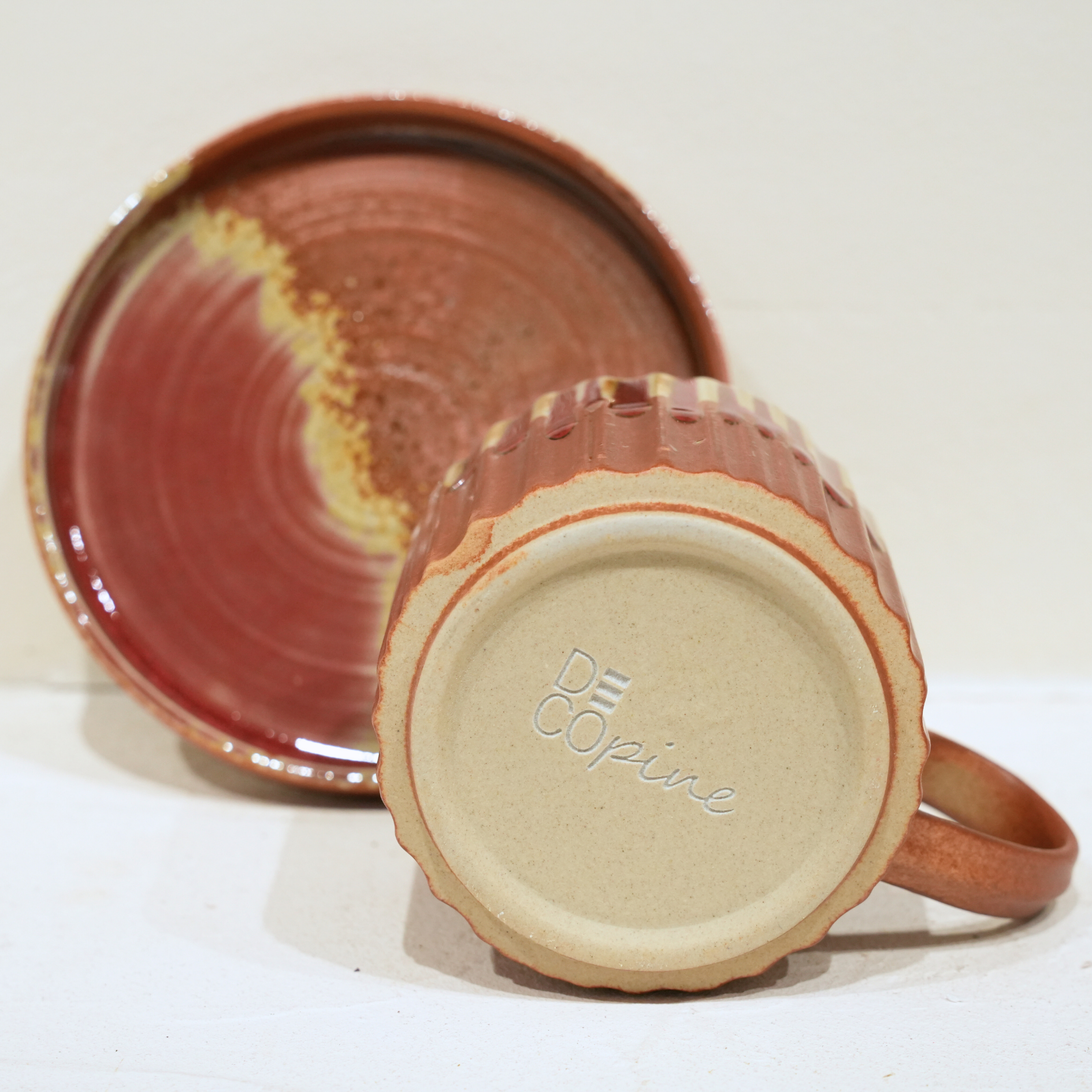 Tasse à café en céramique rouge – Fait main – 250 ml