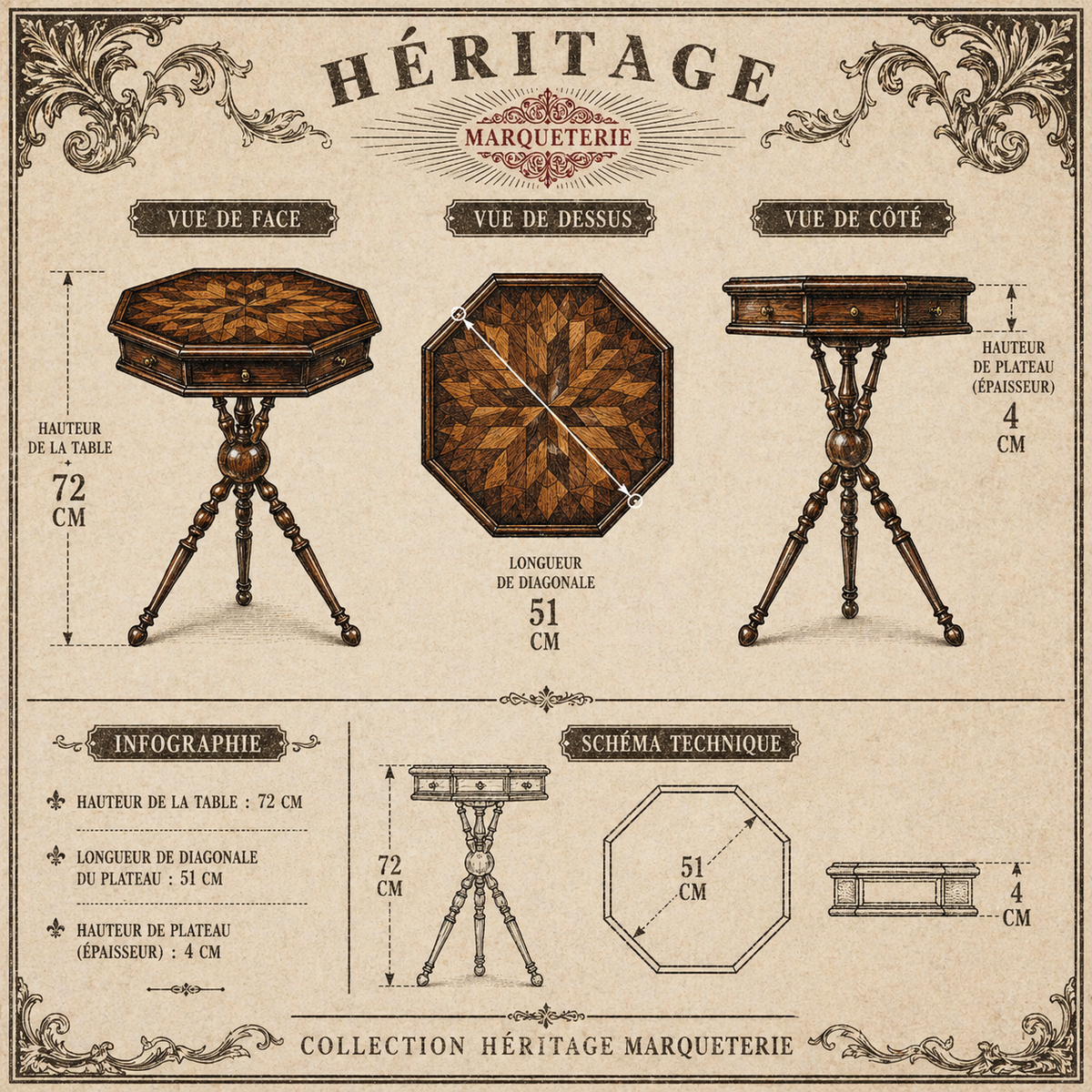 Précommande — HÉRITAGE MARQUETERIE | Table en noyer — Édition limitée