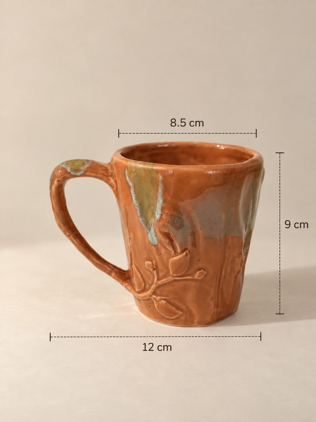 Mug artisanal en céramique terracotta à glaçure nuancée – 275 ml