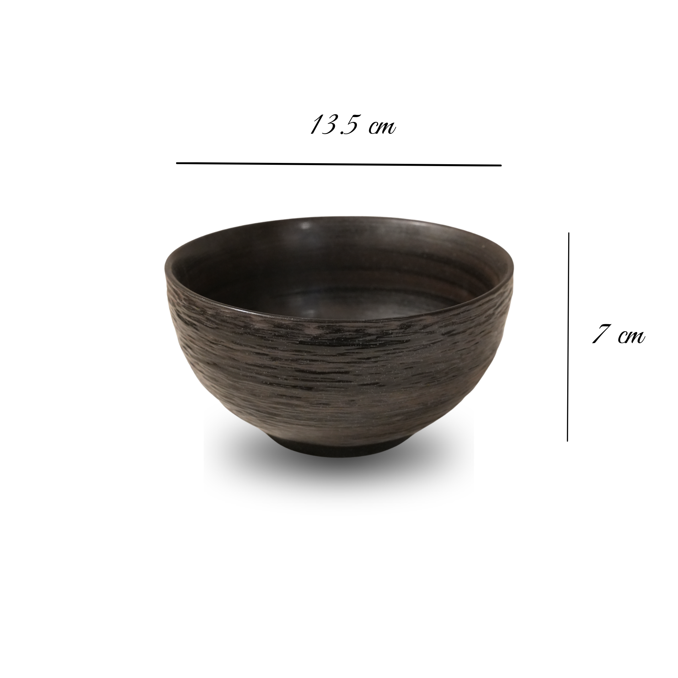Bol en céramique artisanale noir nuancé effet encre – Ø13,5 cm | Decopine