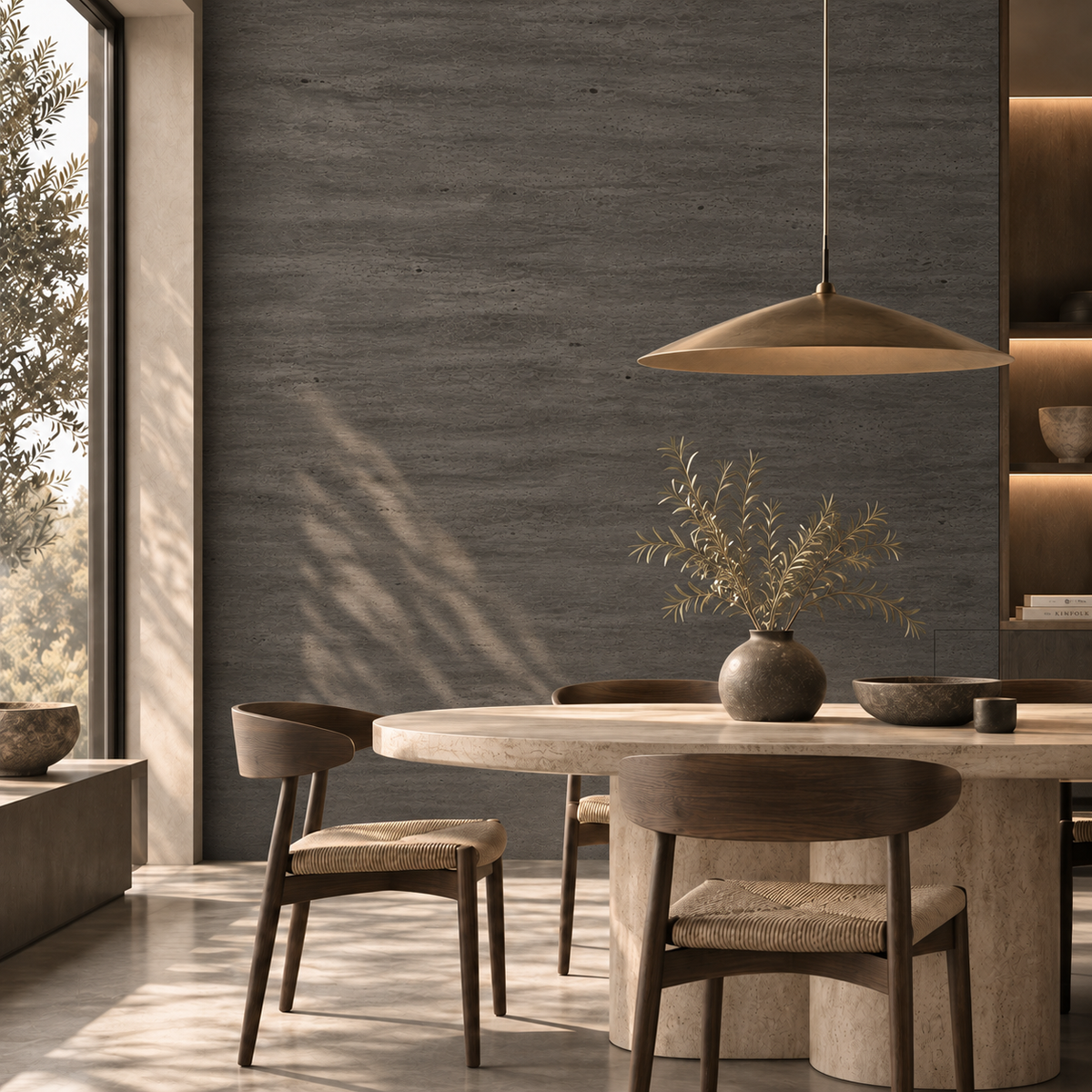 Flexible Natural Stone Wall Panel – Anthracite Grey Travertine Effect – 60×120 cm – Pack of 4 – B01TB05